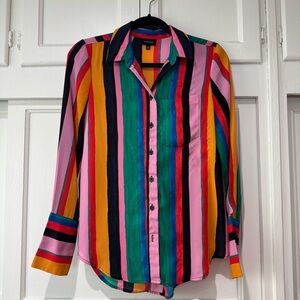 Who What Wear Colorful Striped Button Down
